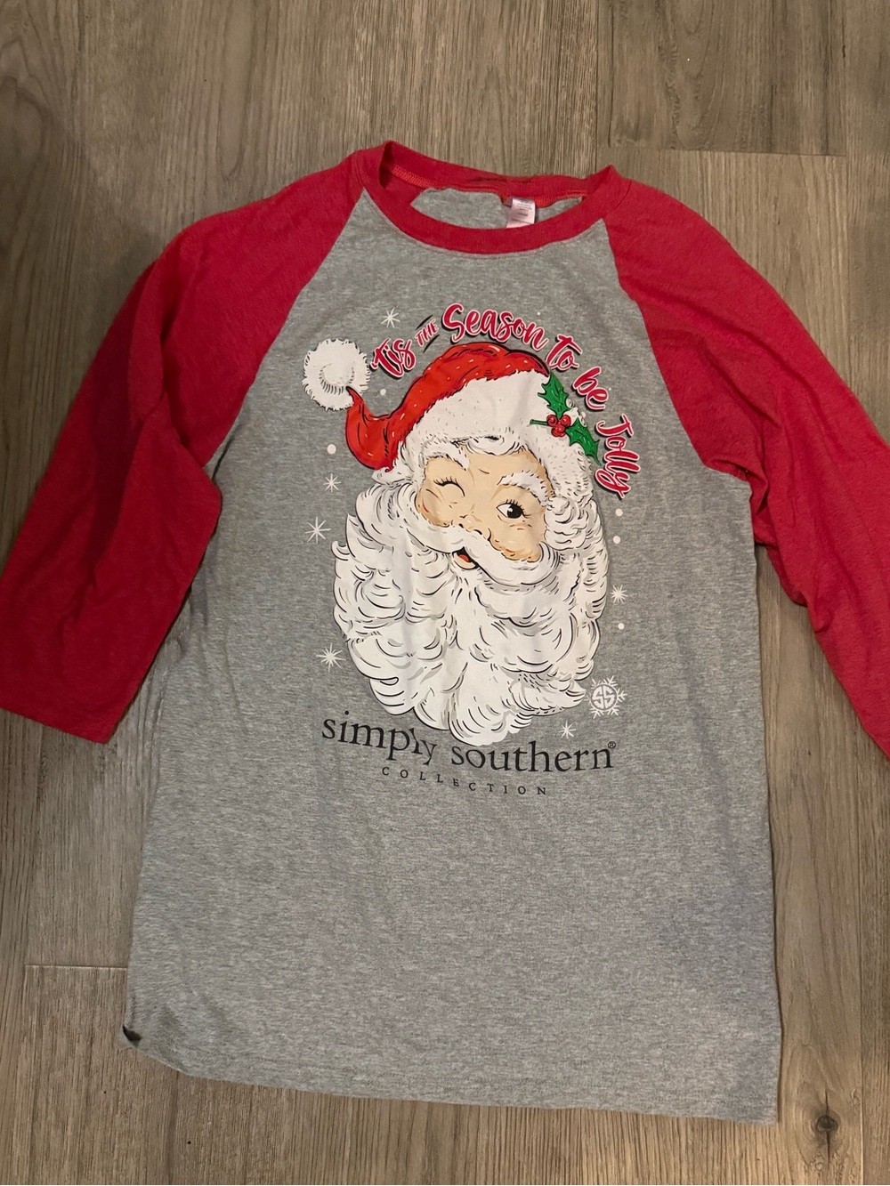 Simply Southern Red & Grey Santa Raglan 1/2 Sleeve Tee